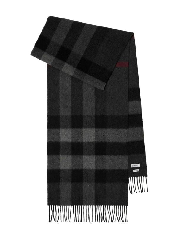 Check Cashmere Fringe Muffler