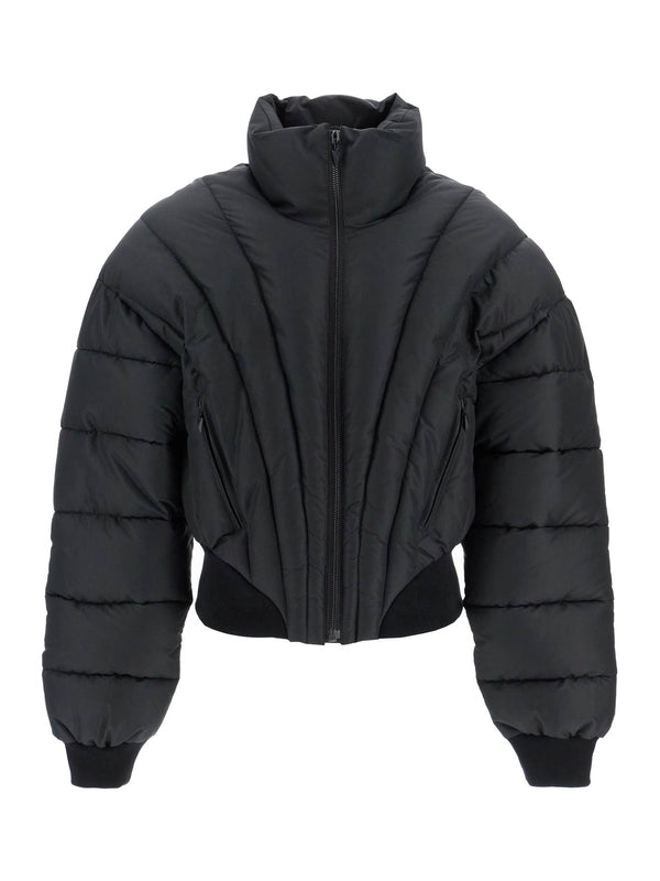 Black Highneck Puffer Bomber Jacket