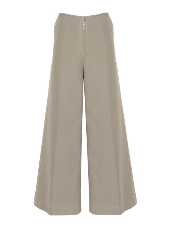 Zipper Wide Cotton Pants