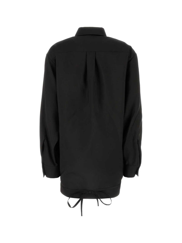 Asymmetric wool blend shirt