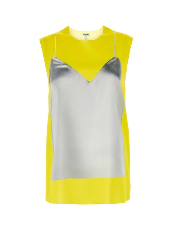Trompe L'Oeil Satin Sleeveless Top