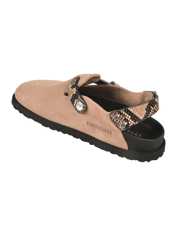 Tokio Snake Effect Suede Sandals