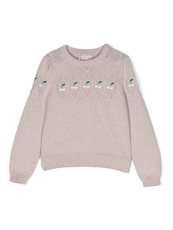 Embroidered Detail Crew Neck Knit