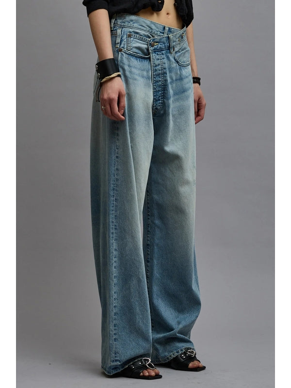 Crossover Wide Denim Pants