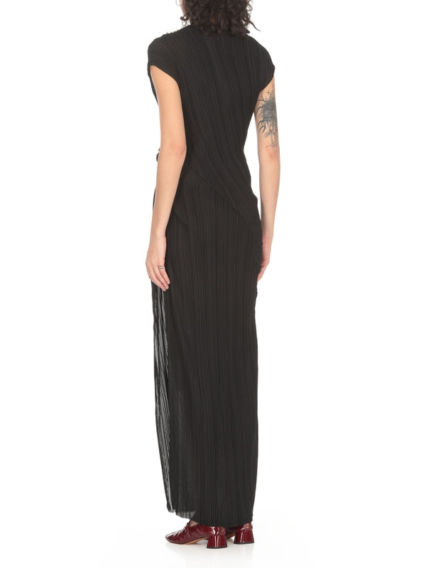 Asymmetric Pleated Long Dress