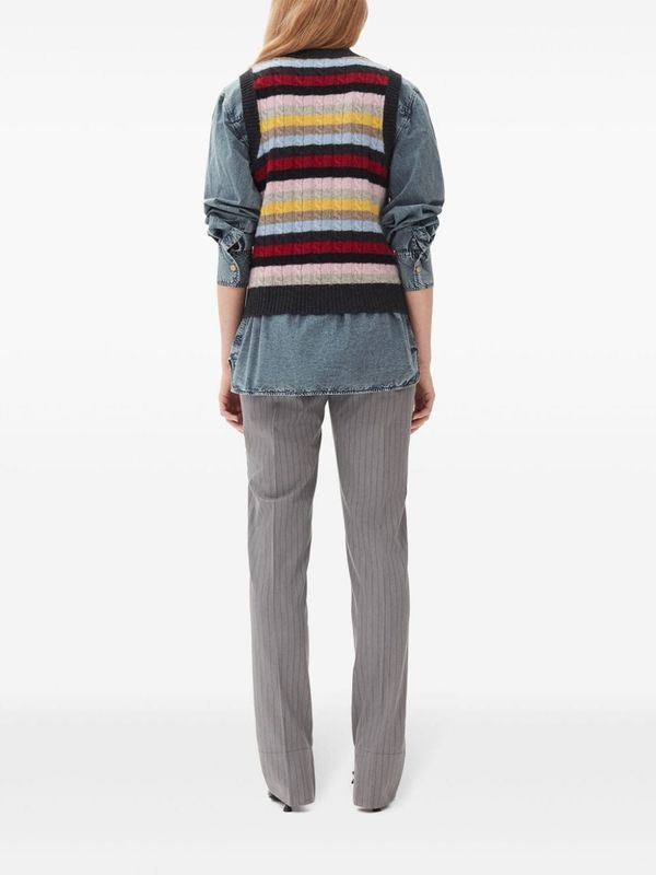 ストライプロゴニットベスト