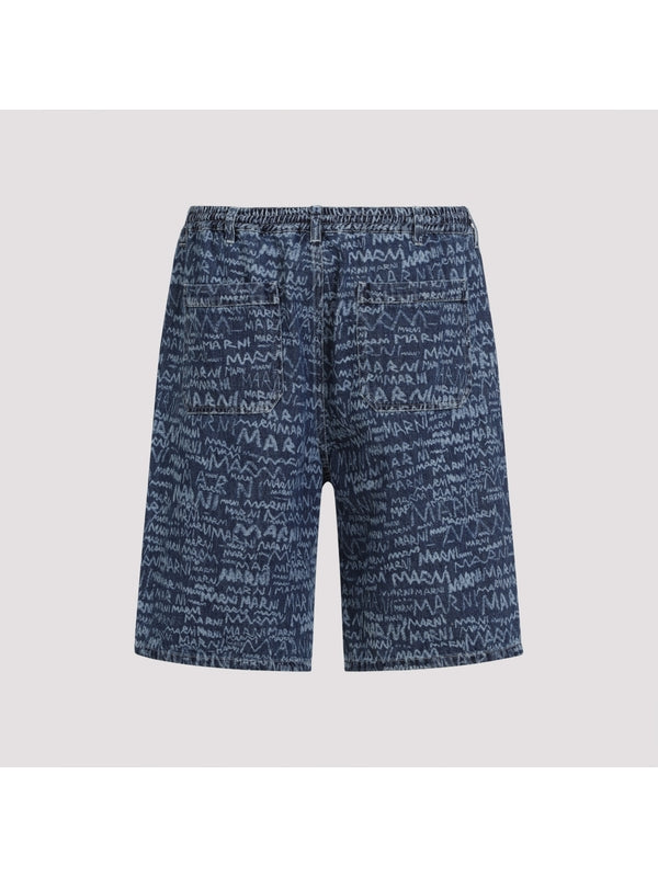 Allover Logo Denim Shorts