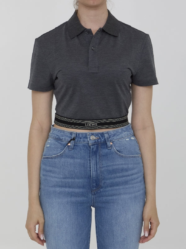 Silk cotton cropped polo shirt - Jente