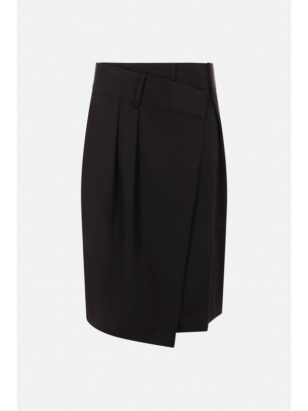 Back Logo Patch Wrap Cotton
  Silk Skirt