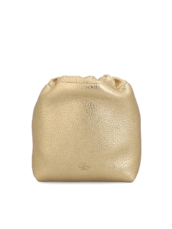 V Logo Puffer Leather Mini Bucket Bag