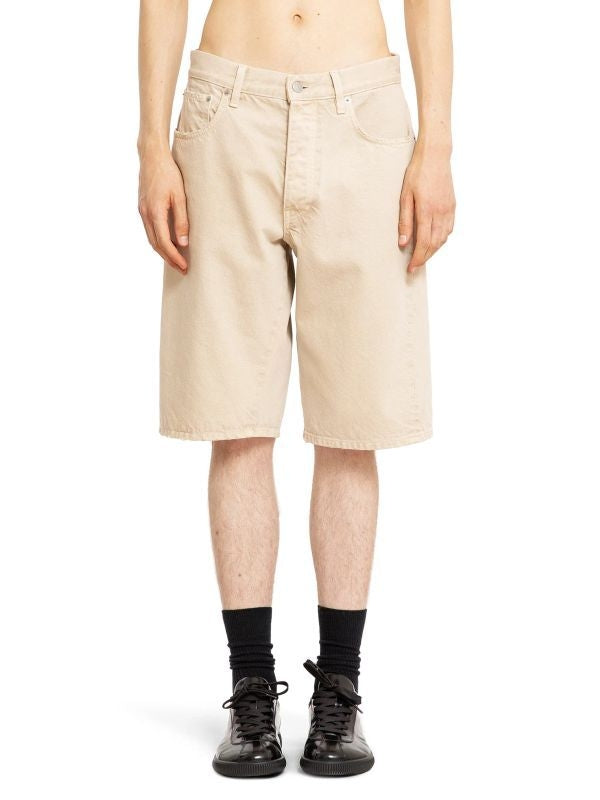Twist Beige Cotton Bermuda Shorts