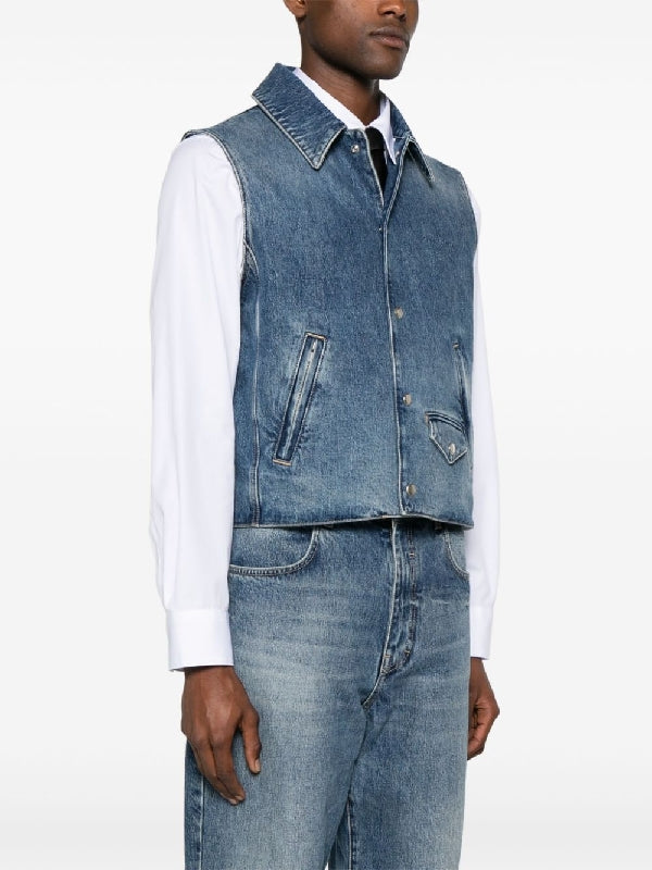 Chest Logo embroidery Denim Vest