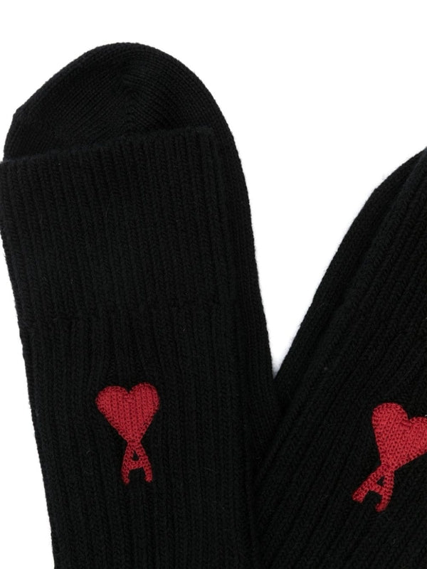 Heart Logo Ribbed Cotton Socks