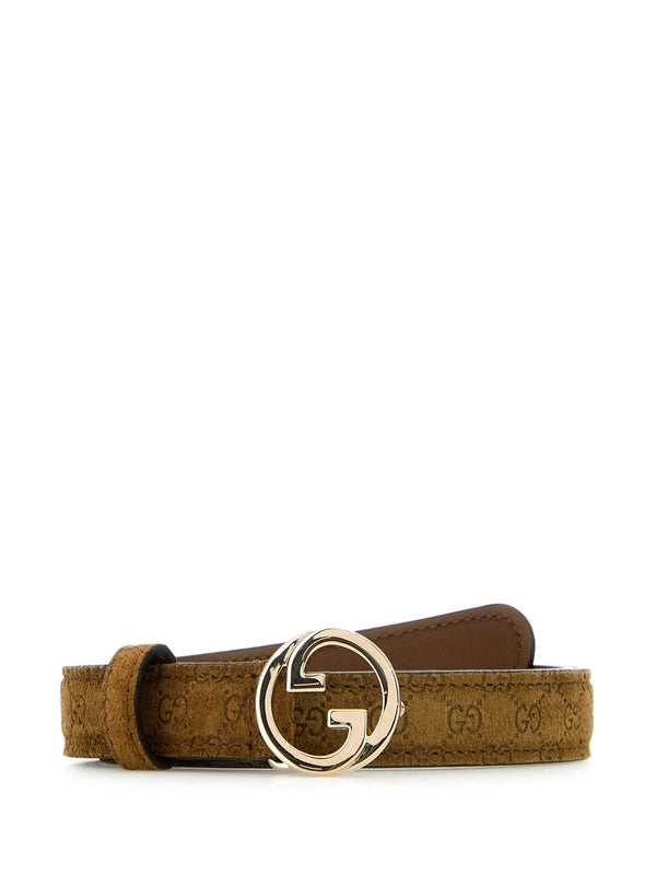 Blondie Interlocking G Buckle Suede Belt