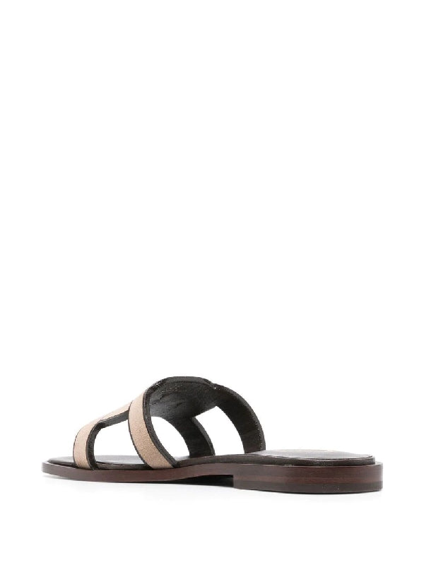 Woven Logo Flat Slide Sandals