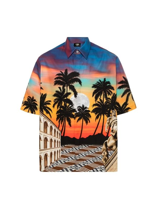 All-Over Printing Cotton Short Sleeve
  Shirt