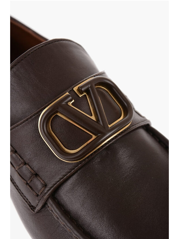 V Logo Calfskin Loafers