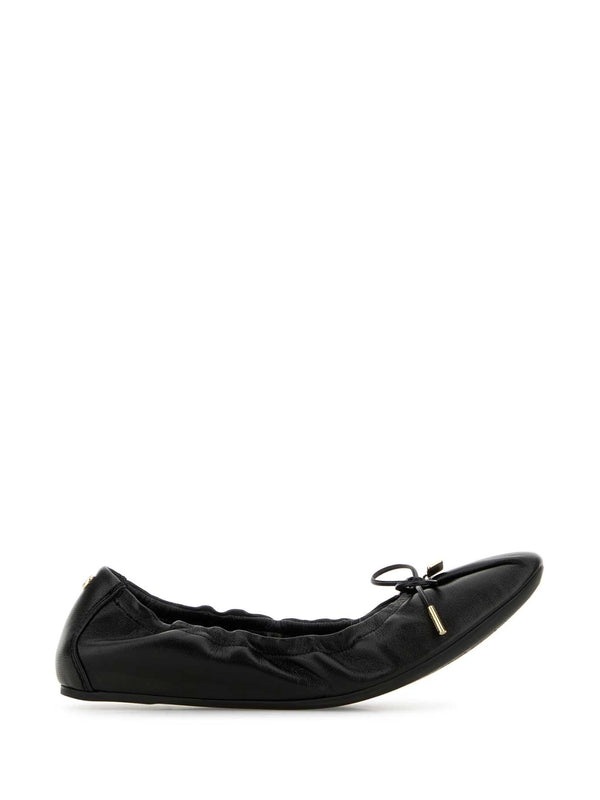 Bow Leather Ballerina Flat Shoes