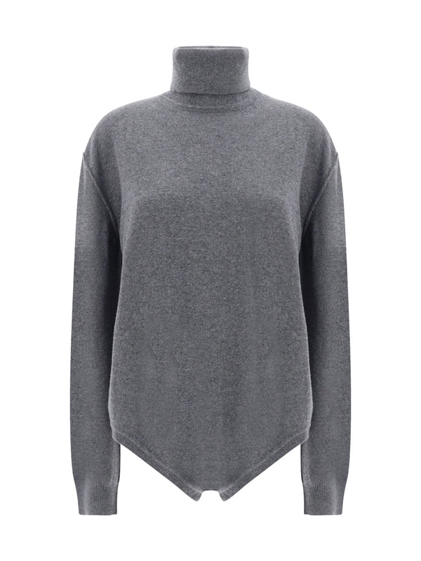 Wool Cashmere High-neck Knit Bodysuit