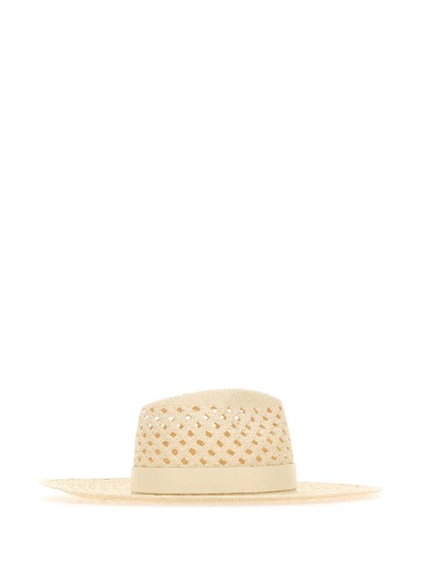 V Logo Decoration Straw Hat