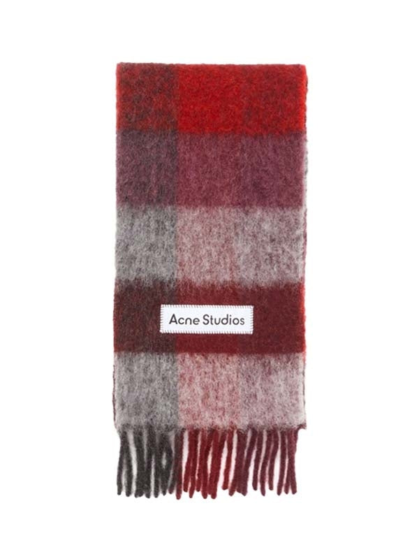 Acne Studios Mohair Red Check Scarf