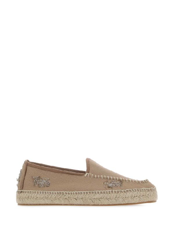 Distressed Cotton Espadrille Loafers