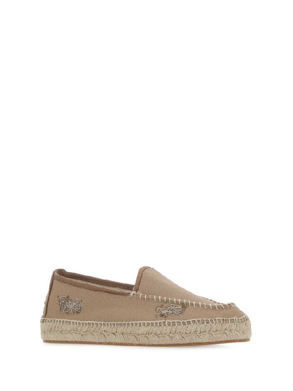 Distressed Cotton Espadrille Loafers