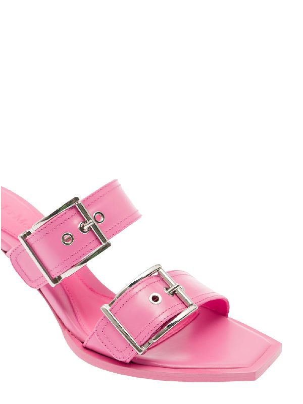 Velcro Buckle Calfskin Sandal Heels