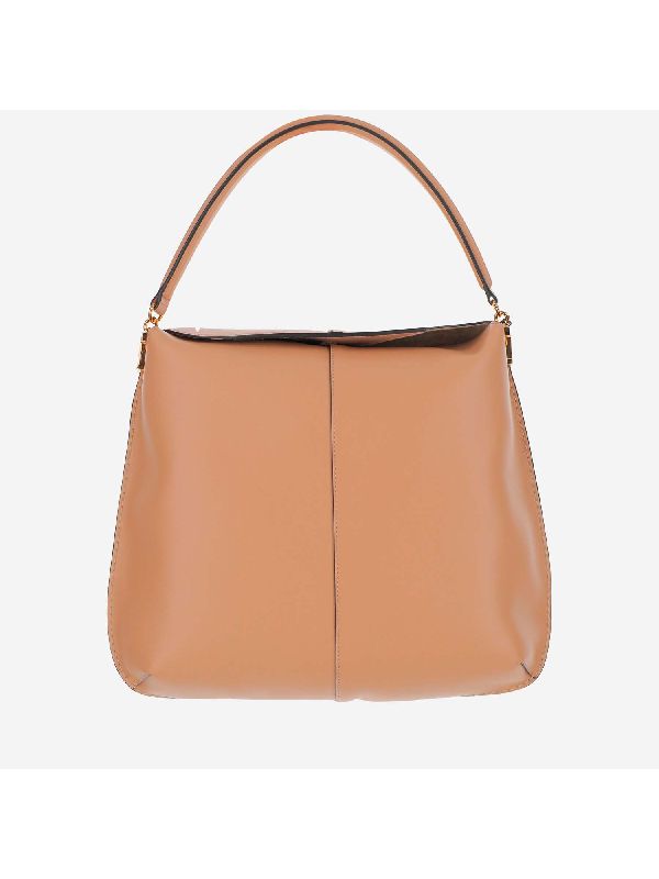 Beige Leather Tote Bag