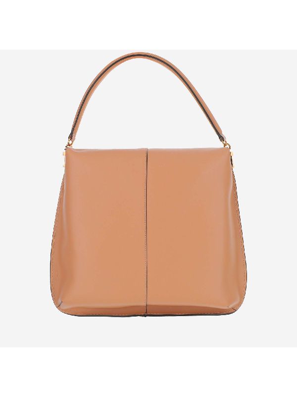 Beige Leather Tote Bag