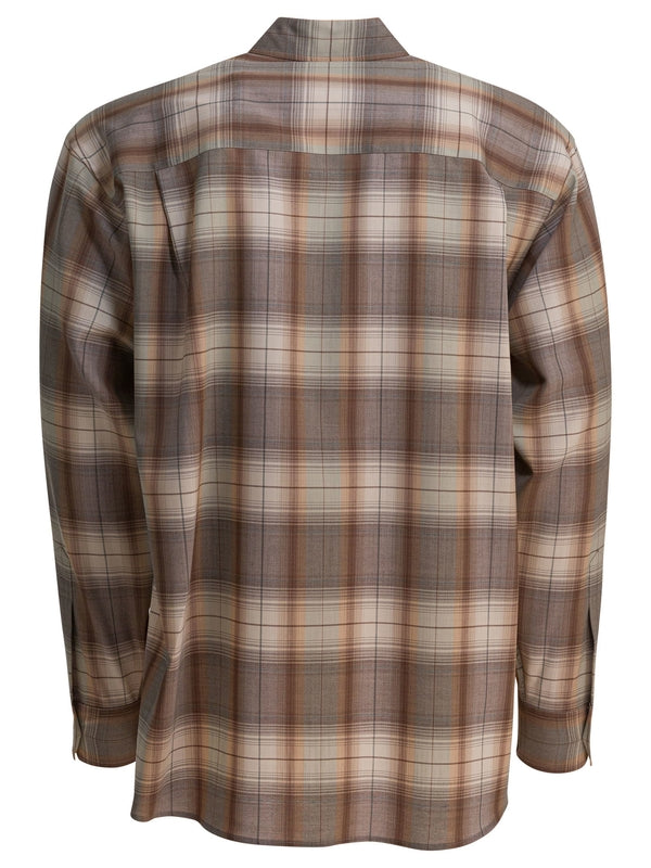 Auralee Super Light Wool Check Brown Shirt
