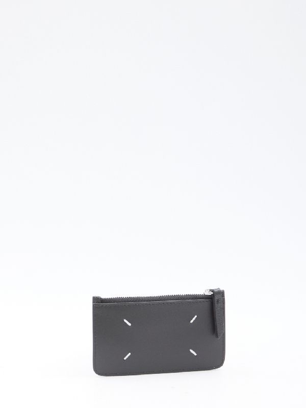 Stitch logo leather card wallet - Jente