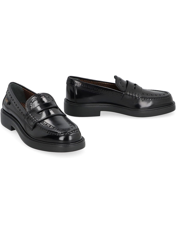 Black Leather Penny Loafers