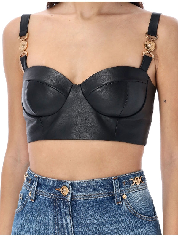 Medusa Detail Lambskin Bustier Top