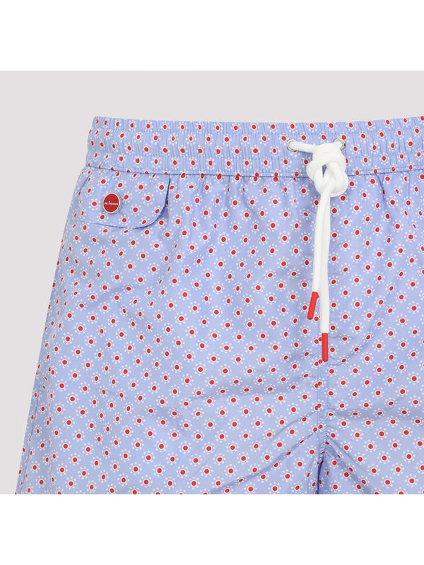 Dot Pattern Drawstring Swim Shorts