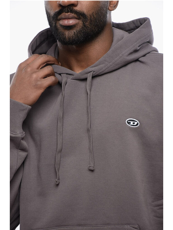 Solid Color S-ROB-HOOD-DOVAL-PJ Hoodie with Patch Pocket Hoodies