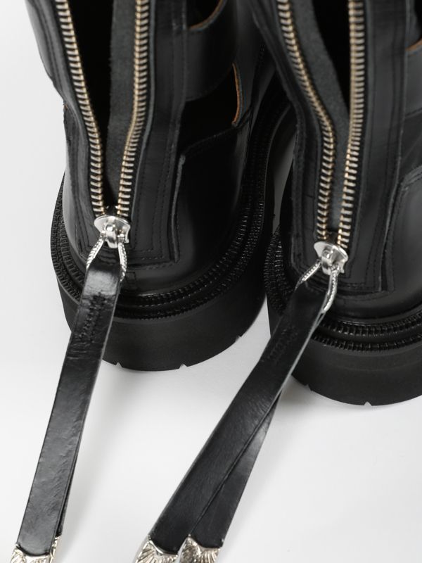 Embellishment Detail Leather Lace-up Boots