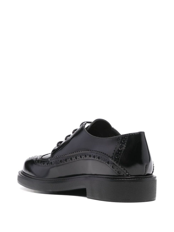 Black Brogue Leather Derby Shoes