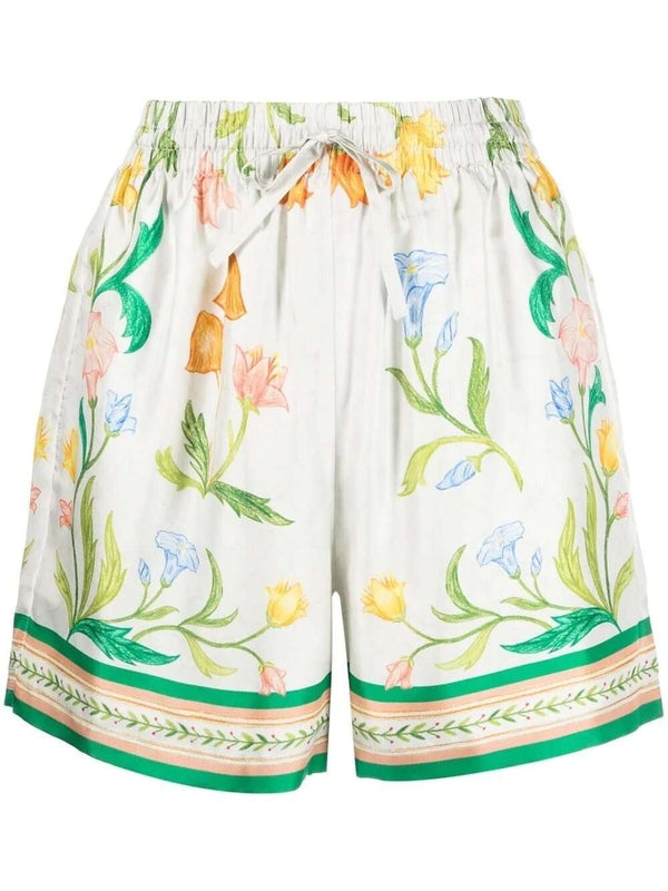 Flower Printing Silk Shorts