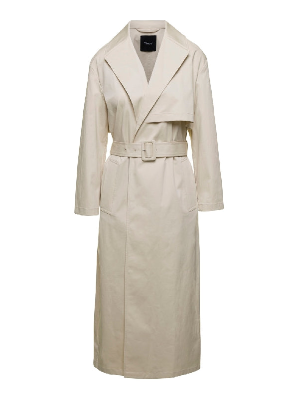 Cotton Blend Belted Trench Coat