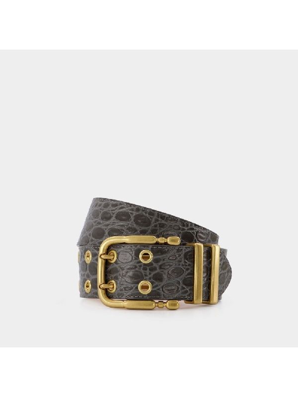 Croc Effect Leather Belt