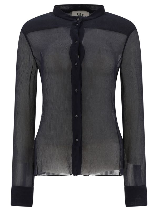 Black Silk Long Sleeve Shirt