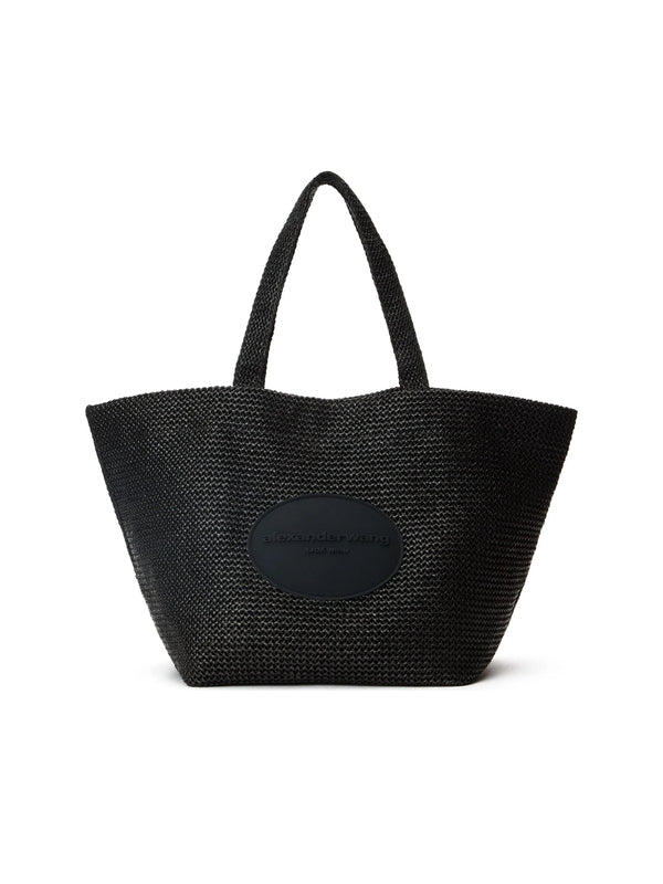 Logo Patch Raffia Xl Tote Bag