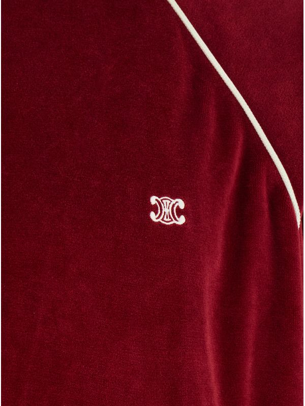 Triomphe 刺绣天鹅绒运动拉链夹克