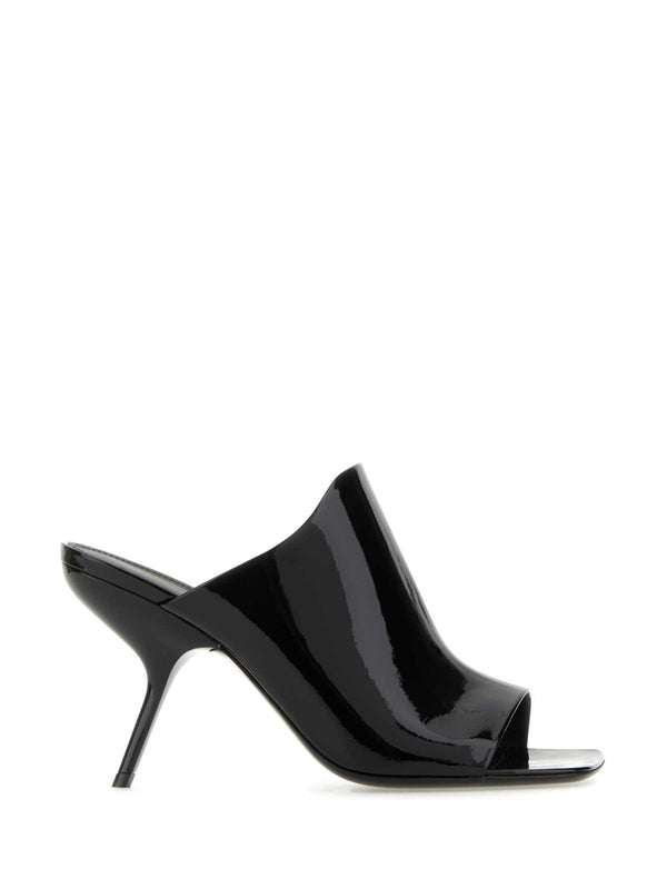 Square Toe Leather Sandal Heel