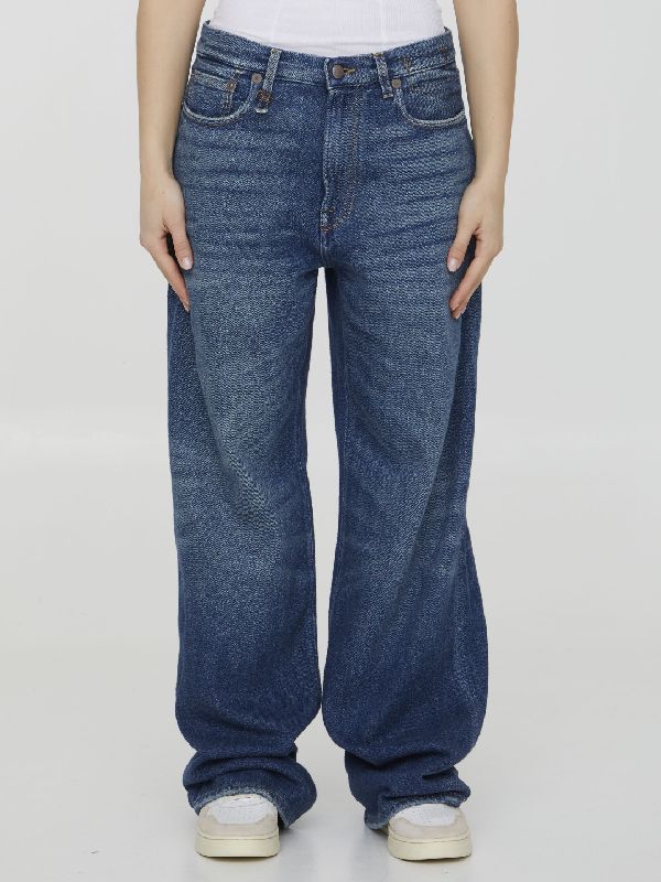 Wide Cotton Denim Pants