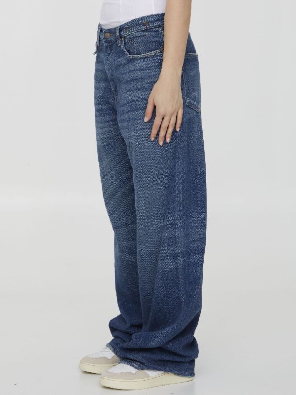 Wide Cotton Denim Pants