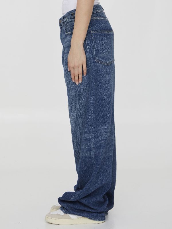 Wide Cotton Denim Pants