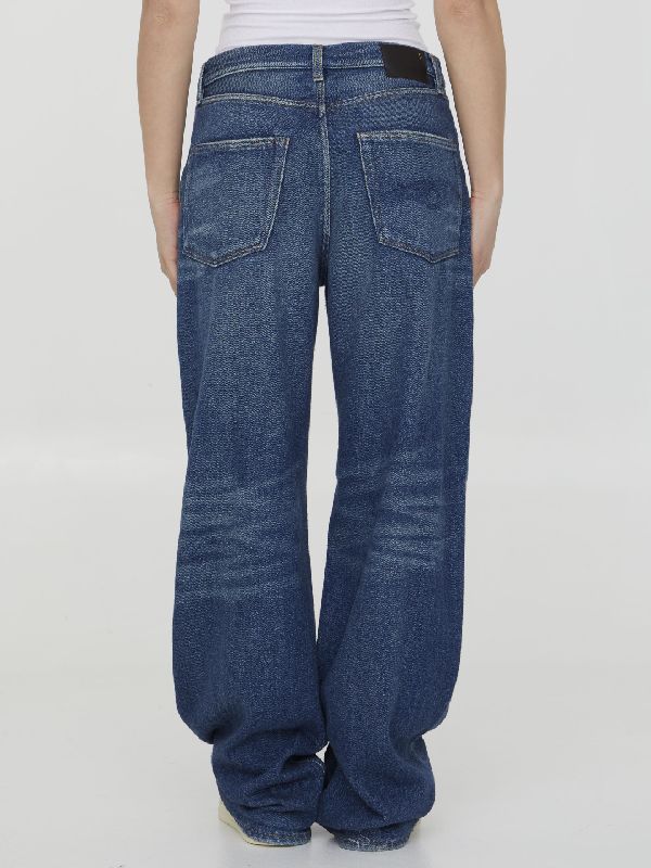 Wide Cotton Denim Pants