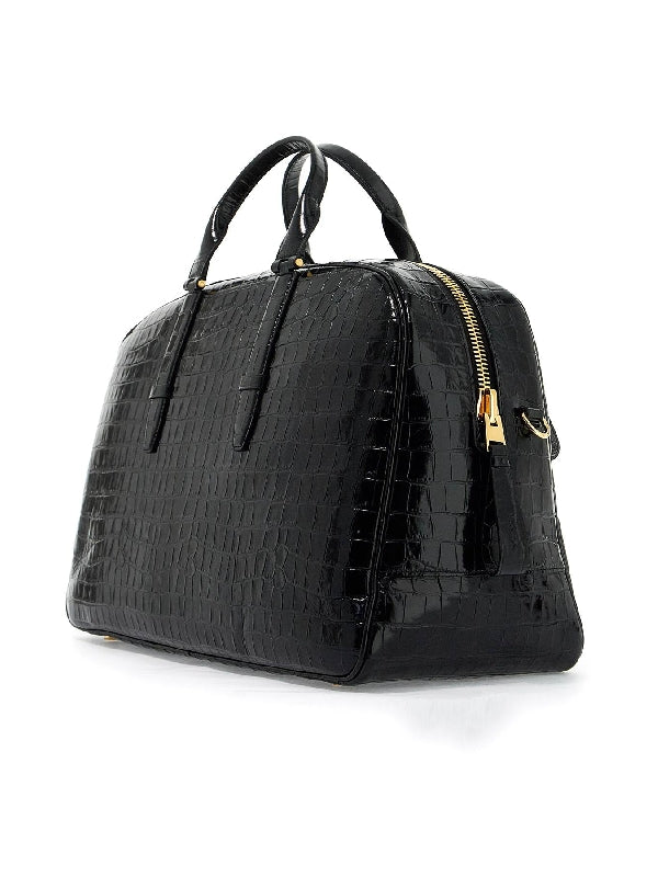 Croc-effect Leather Duffel Bag - Jente